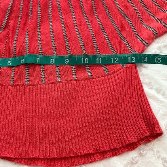 Double Zero Coral & Gray Striped Knit Top Women's Size Medium - Picture 10 of 10